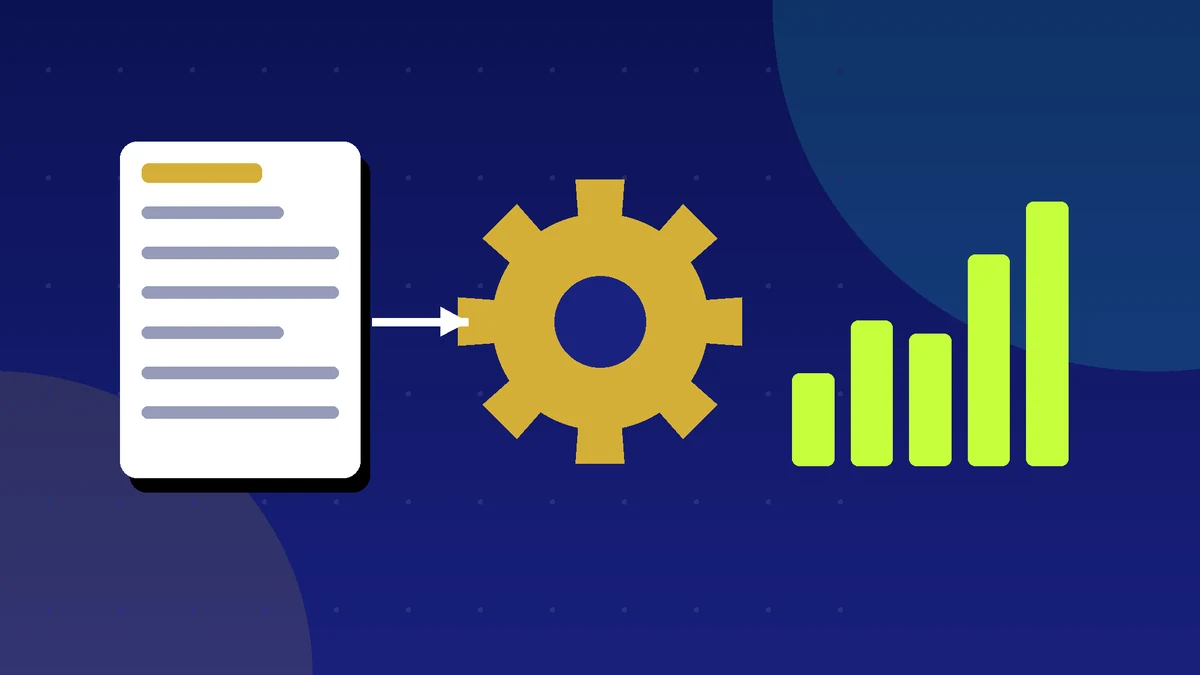 Receipt, gear and growth chart representing automated bookkeeping
