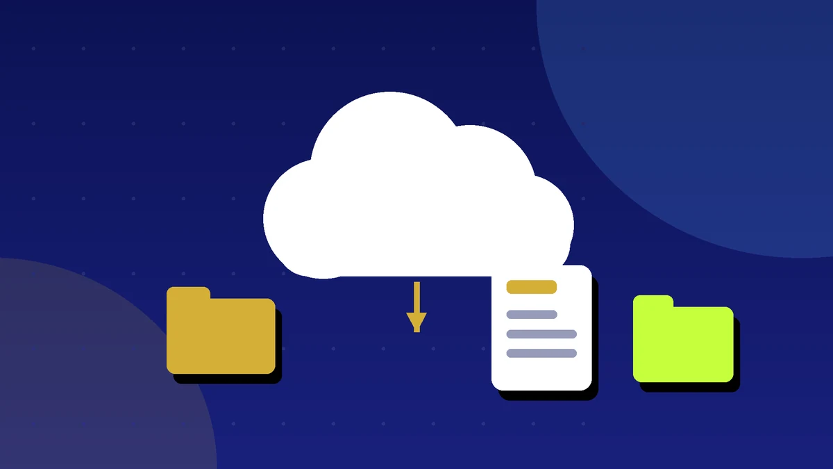 Cloud with folders and documents representing cloud storage