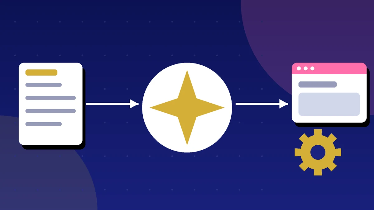 Glowing AI core connected to a document, an image and an automation flow