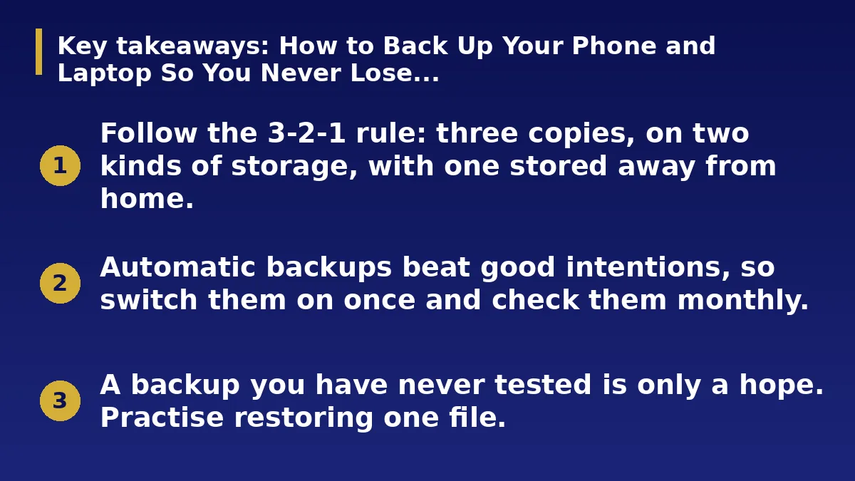 The three main points of this guide: How to Back Up Your Phone and Laptop So You Never Lose...
