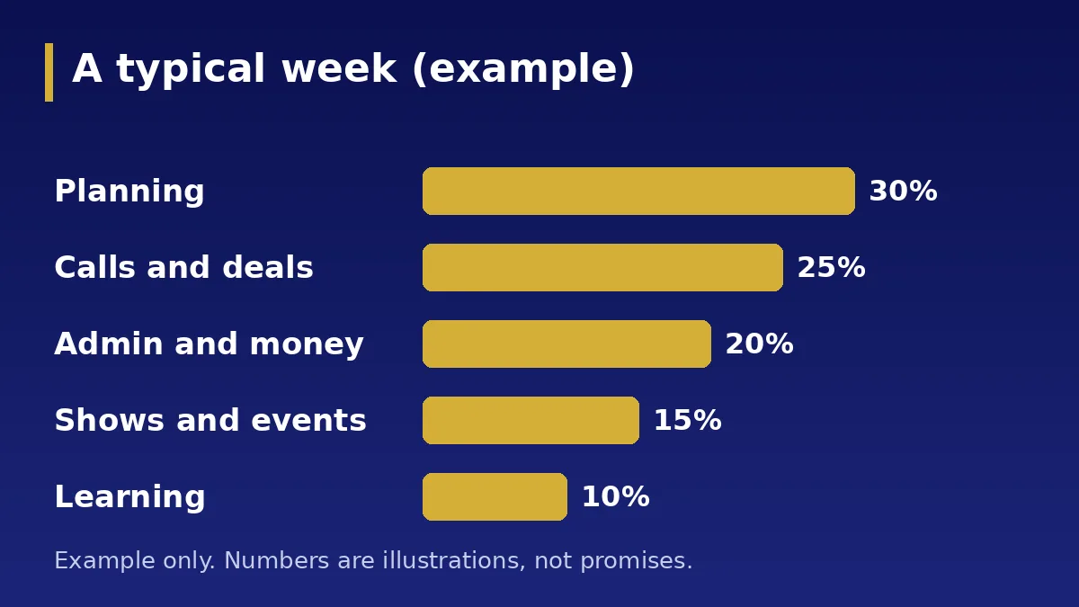 A typical week (example): How a manager might split a working week