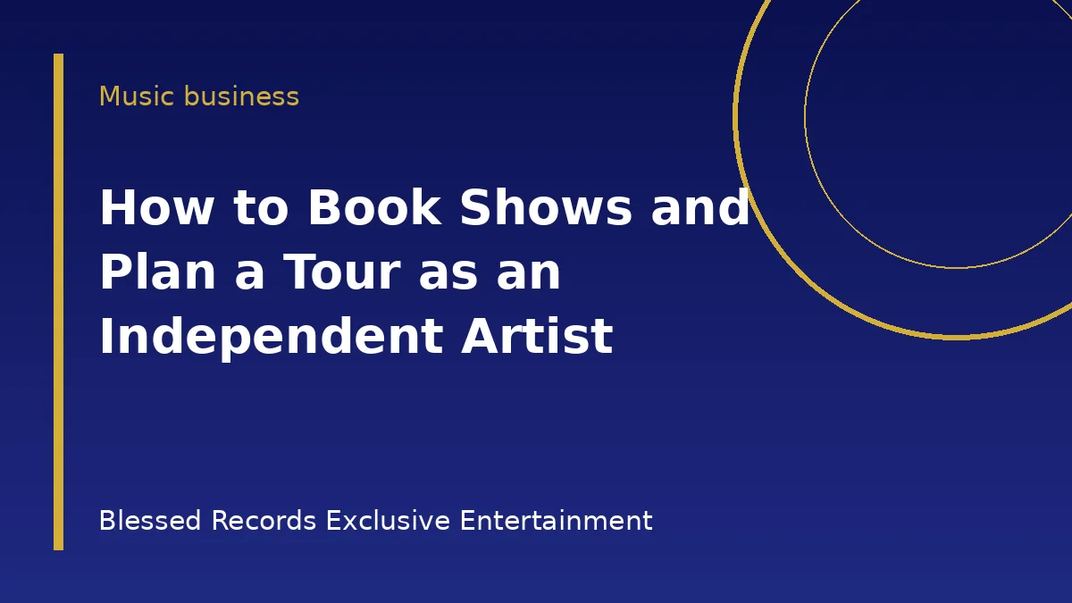 Artist on stage with a tour map, a schedule and a tour van