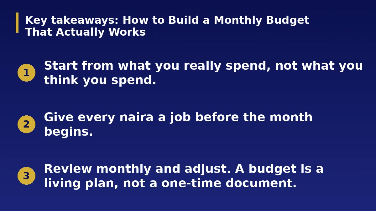 The three main points of this guide: How to Build a Monthly Budget That Actually Works