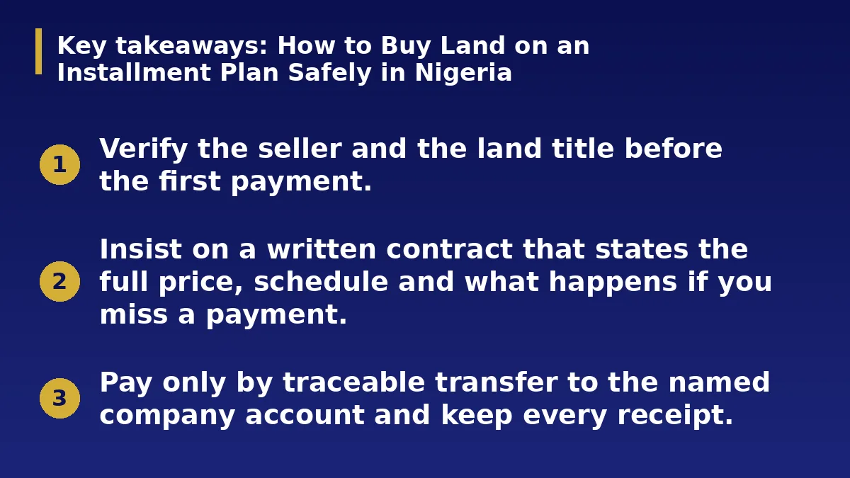 The three main points of this guide: How to Buy Land on an Installment Plan Safely in Nigeria