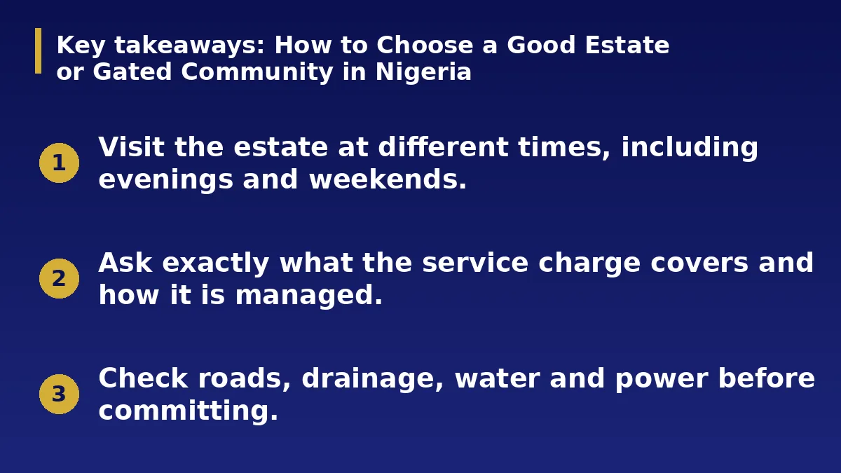 The three main points of this guide: How to Choose a Good Estate or Gated Community in Nigeria