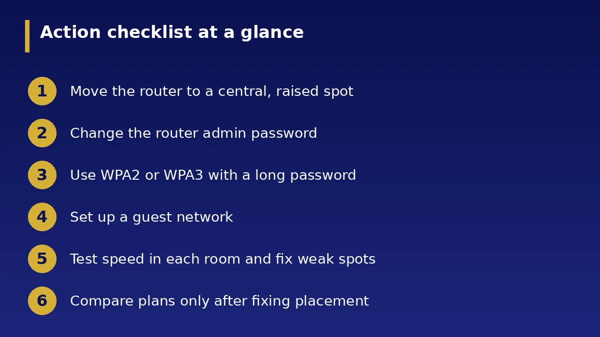 The action checklist at a glance: How to Set Up a Fast and Secure Home Wi-Fi Network
