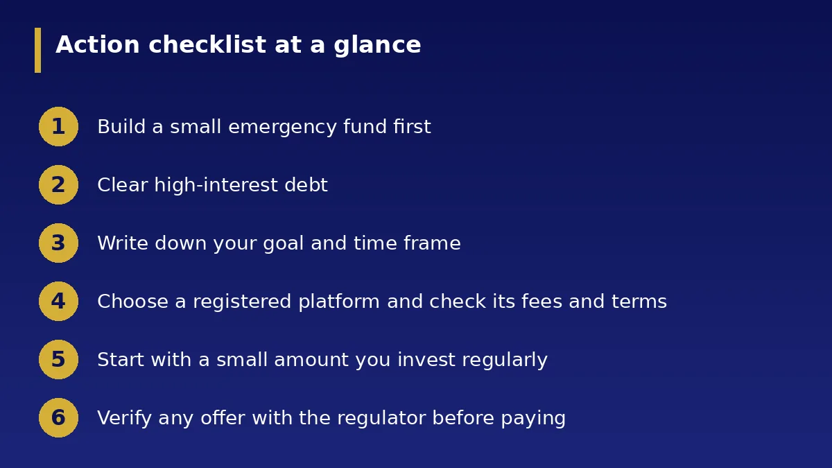 The action checklist at a glance: How to Start Investing With Small Money in Nigeria