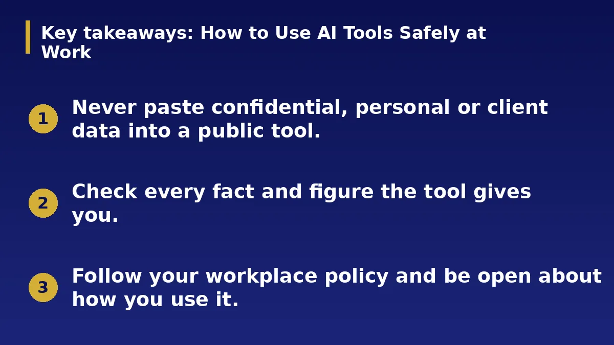 The three main points of this guide: How to Use AI Tools Safely at Work