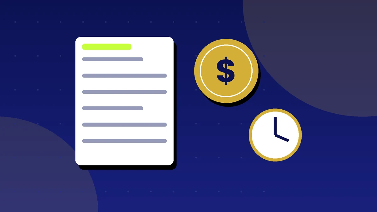 Invoice with a coin and clock representing getting paid faster