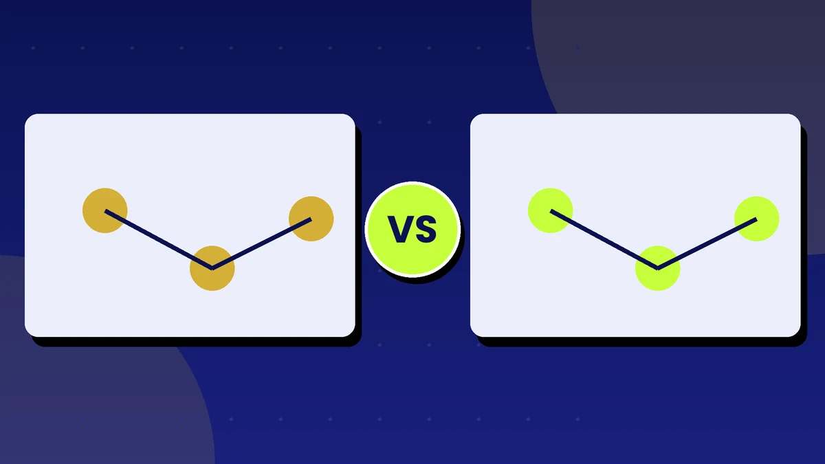 Two workflow automation diagrams facing each other with a VS badge