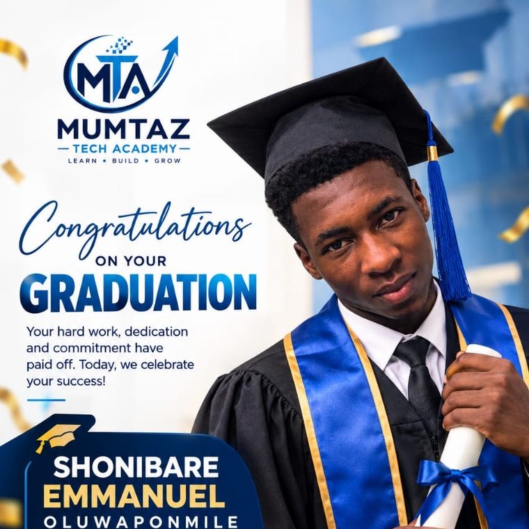 Portrait of Shonibare Emmanuel Oluwaponmile, Mumtaz Tech Academy graduate